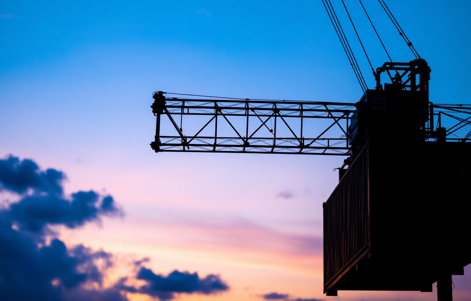 Port crane silhouette at dusk
