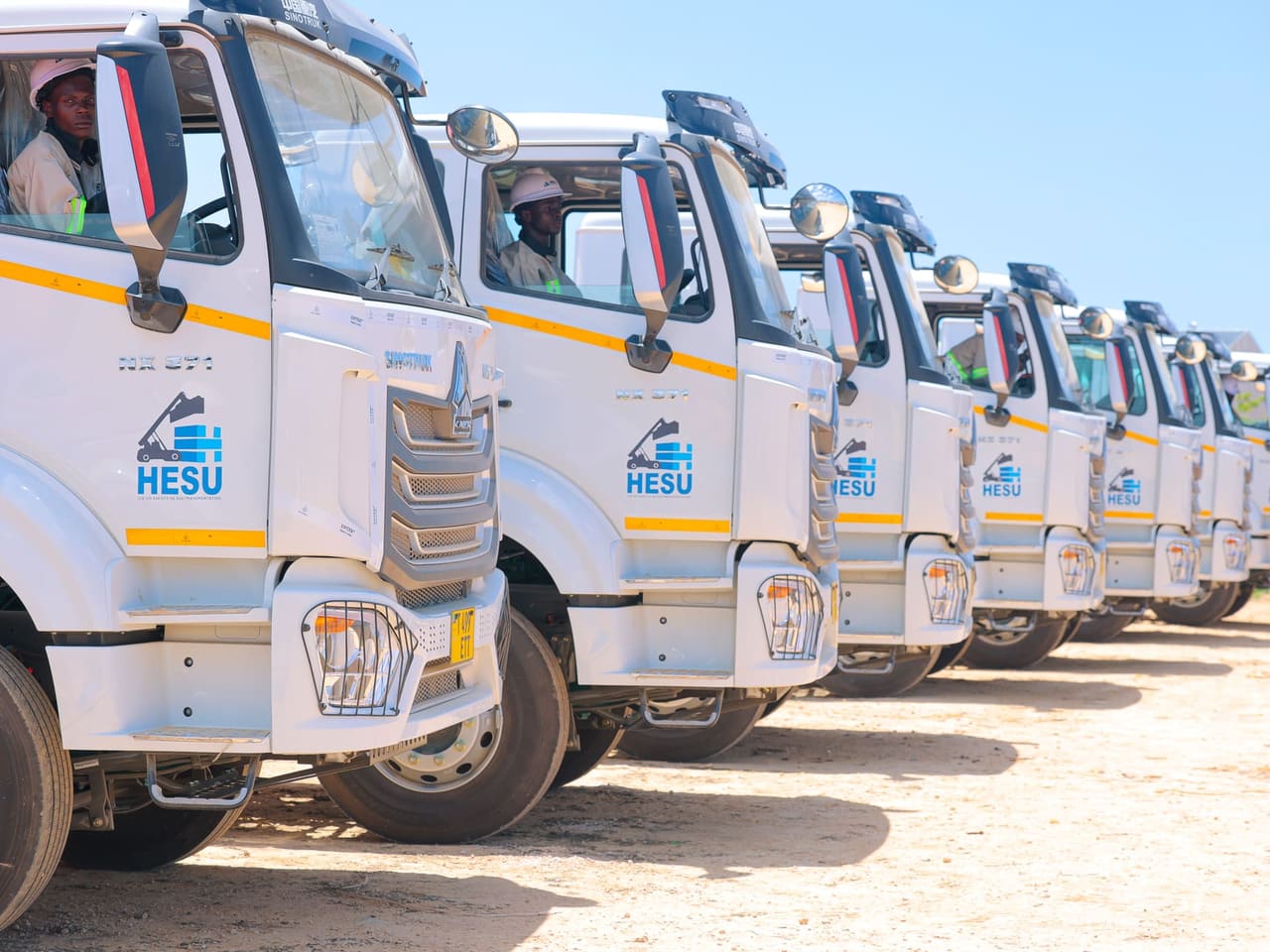Hesu trucks lined up at the yard